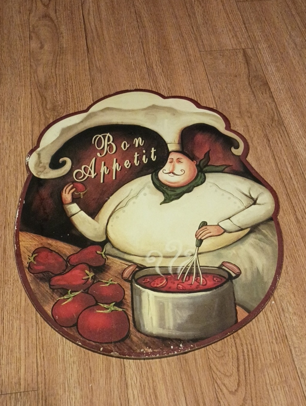 Bon Appetit Chef Kitchen Wall Plaque - Red